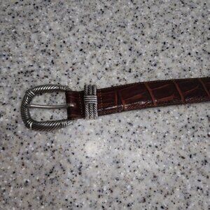 Brighton Brown Leather Belt with Silver Buckle Size M